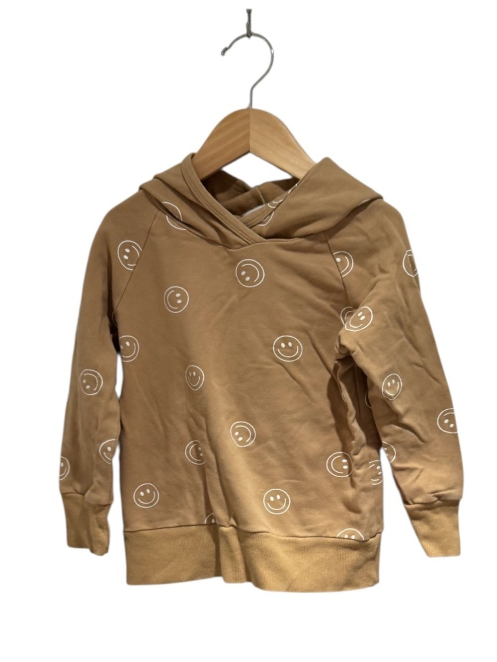 MEBIE BABY tan smiley face print hoodie sweatshirt - size 3T